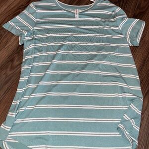 Super soft aqua and white striped tee